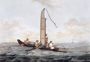 A Sailing Canoe of Otaheite, fra "Views in the South Seas", pub. 1792